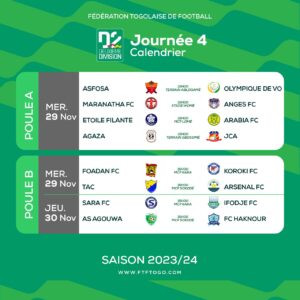 Quatrième journée championnat D2, saison 2024-2024